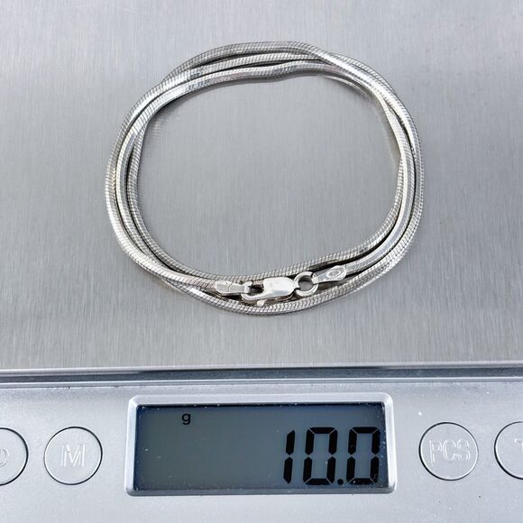 Vintage Italy Sterling Silver 925 1.8mm Square Snake Chain Necklace 17.5" - Picture 3 of 3